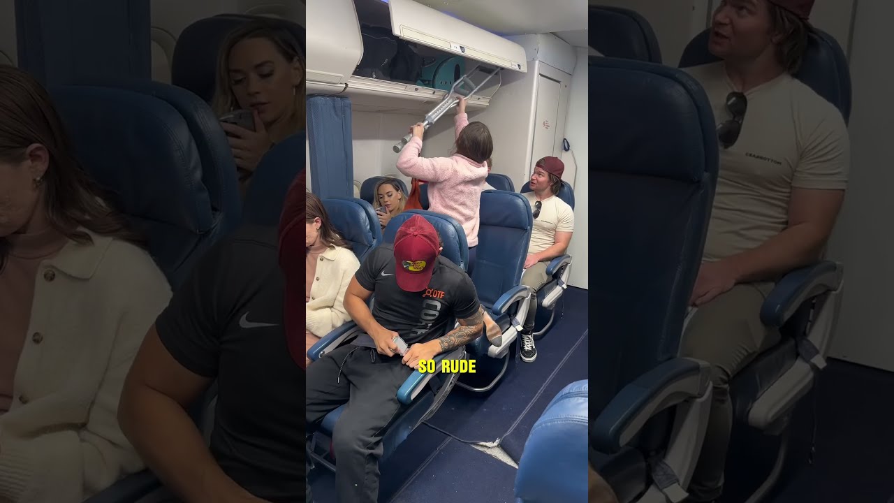 Rude Woman Throws Passengers Crutches And Man Break To Tears Explore Airplane Flight Bruh