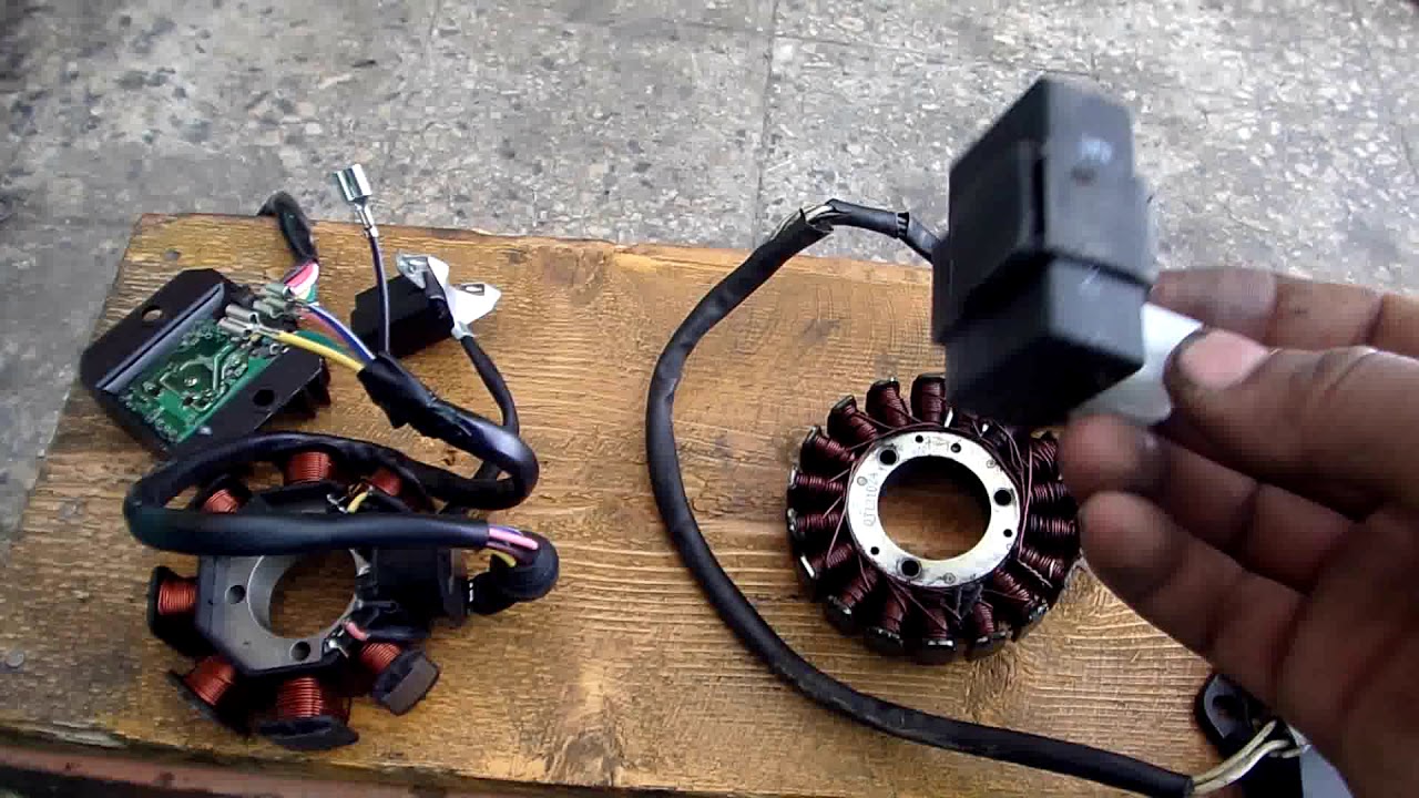 الفرق بين دايره التشغيل  المعتمده على البطاريه والمعتمده على ملف الكهربا فى الموتوسيكل(180)