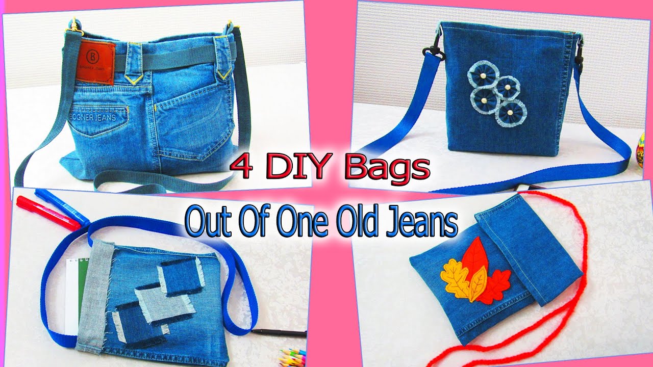 4 DIY Easy Bags Out Of One Pair Old Jeans - Recycle From Old Denim ...