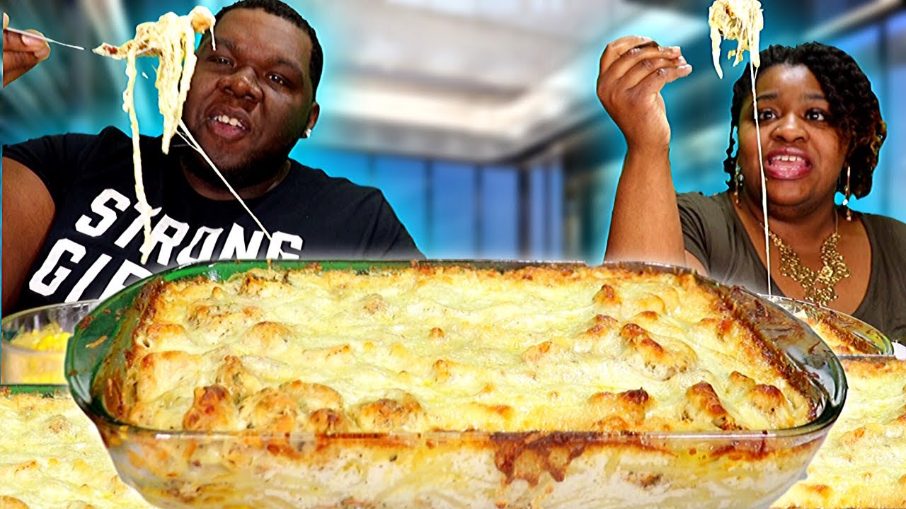 EXTRA CREAMY CHICKEN AND SHRIMP ALFREDO!! MUKBANG + RECIPE | @StephLovesLove EAT WITH ME CHALLENGE