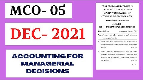MCO-5||ACCOUNTING FOR MANAGERIAL DECISIONS ||DECEMBER-2021||QUESTION PAPER||MCOM||