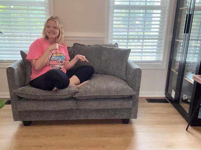 A small comfy love seat sofa for small spaces - YouTube