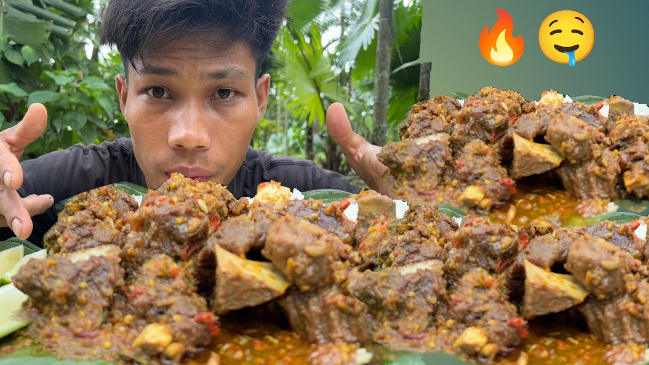 Mukbang Beef bone marrow 🥩🔥with lemon 🍋 and rice