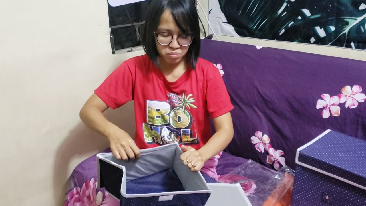 Unboxing 2in1 Plain Color Foldable Storage Box Organizer With Cover set