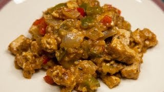 Balsamic Vinegar Veggie Tofu with Peanut Sauce (Low salt!)