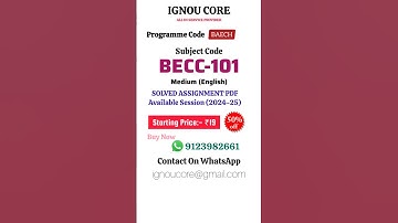 BECC 101 Solved Assignment PDF 2024-25 in English, BAECH program BECC-101 Solved assignments