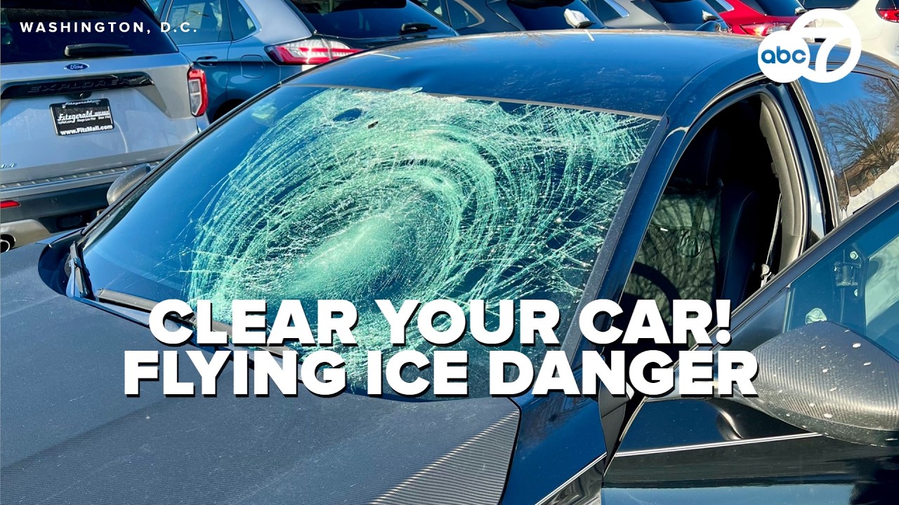 Flying ice shatters windshields across DMV as winter weather lingers