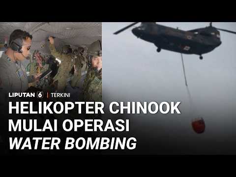 Penampakan Helikopter Tentara Bela Diri Jepang Chinook CH-47 Mulai Operasi Water Bombing | Liputan 6