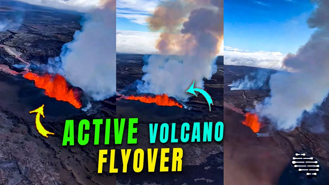 Active Volcano Flyover Captures Strong Fissure and Lava