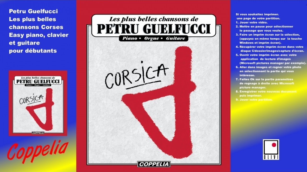 Petru Guelfucci Partitions Chansons Corses pour Piano, Clavier électronique, Orgue et Petru Guelfucci Partitions Chansons Corses pour Piano, Clavier électronique, Orgue et