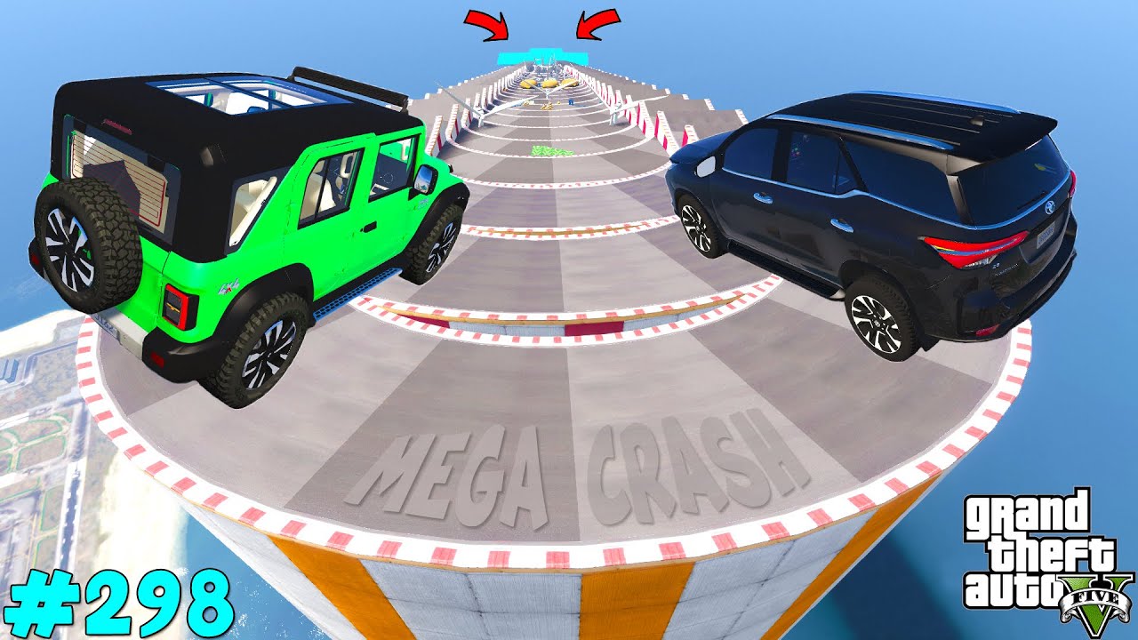 How Franklin Take Most Impossible Curvy Mega Crash Ramp Challenge ...