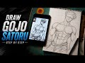 How to draw Gojo Satoru (Hot pose) | Jujutsu Kaisen Drawing | Anime Drawing Step-by-step Tutorial