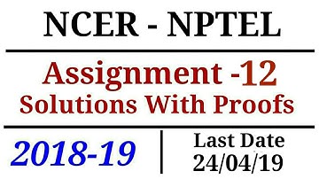 NCER-NPTEL | Assignment-12 Solutions | 2018-19