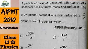 A particle of mass M is situated at the centre of a spherical shell of same mass and radius  a . The