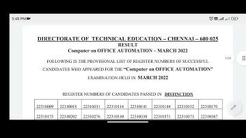 COA Exam Result 2022 | Computer on office automation result 2022