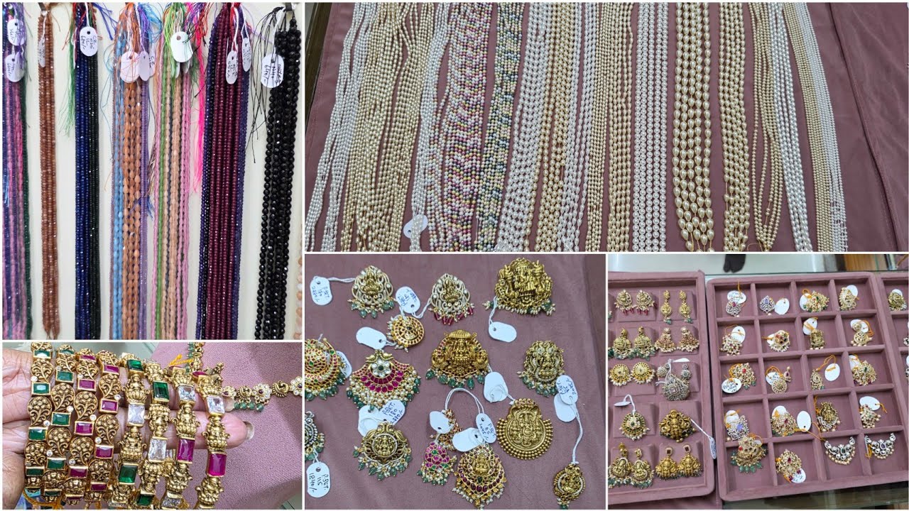 Swaroski Pearl Rubys Sea Jade Beads & Customised Jadau Kundan Jewellery | Pondy Bazaar Shopping