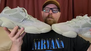 $57 DHGATE Yeezy 500 Sea Salt Unboxing, review, UV and on foot