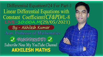 B.Sc(Part-1) || CF&PI(L-8) || Differential Equation(L-24) || By:Akhilesh Sir