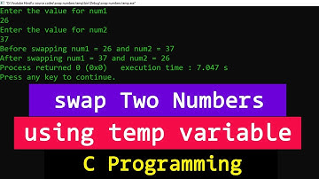C Example Program to Swap Two Numbers using Third variable