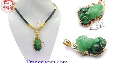 Tỳ hưu-Mặt dây tỳ hưu Ngọc cẩm thạch thiên nhiên- Tỳ hưu bọc vàng