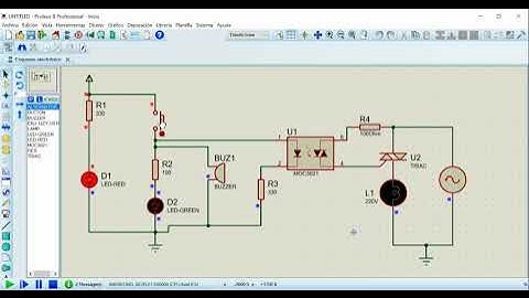 Simulation in Proteus; Circuit to light the 220V AC Lamp using a TRIAC, optocoupler, switch.