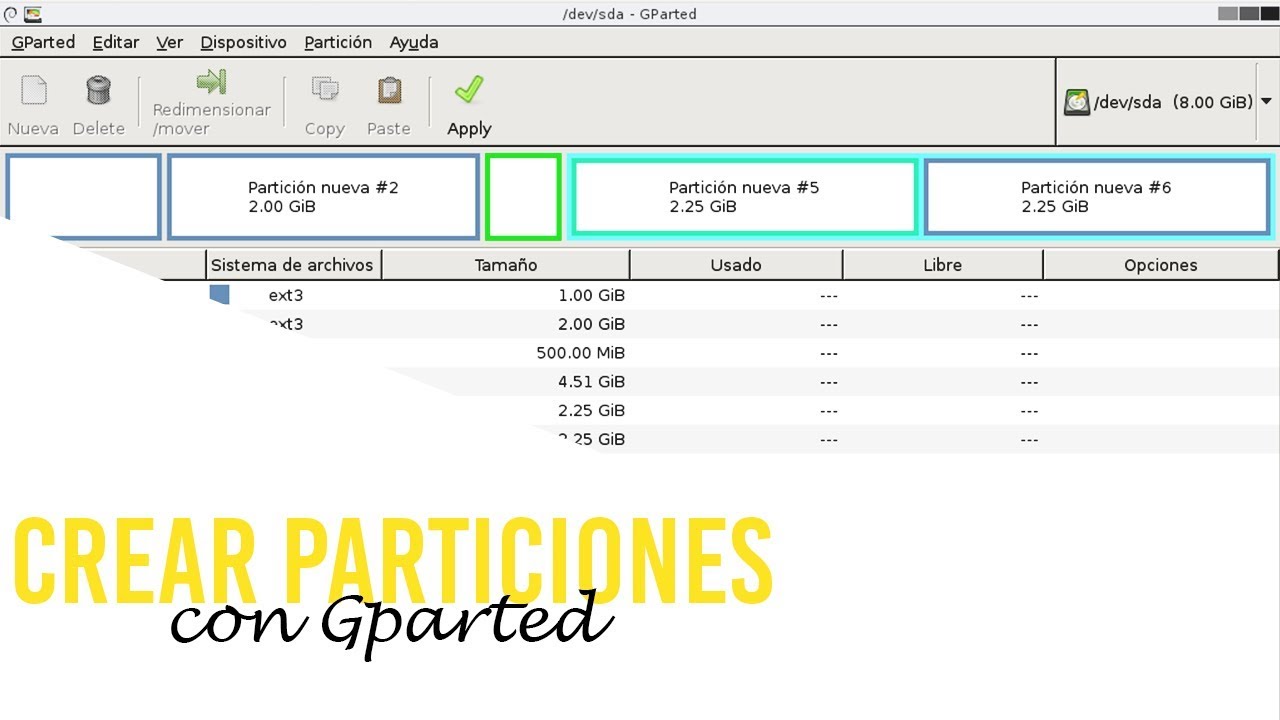 Como crear particiones GPT con Gparted YouTube Como crear particiones GPT con Gparted YouTube