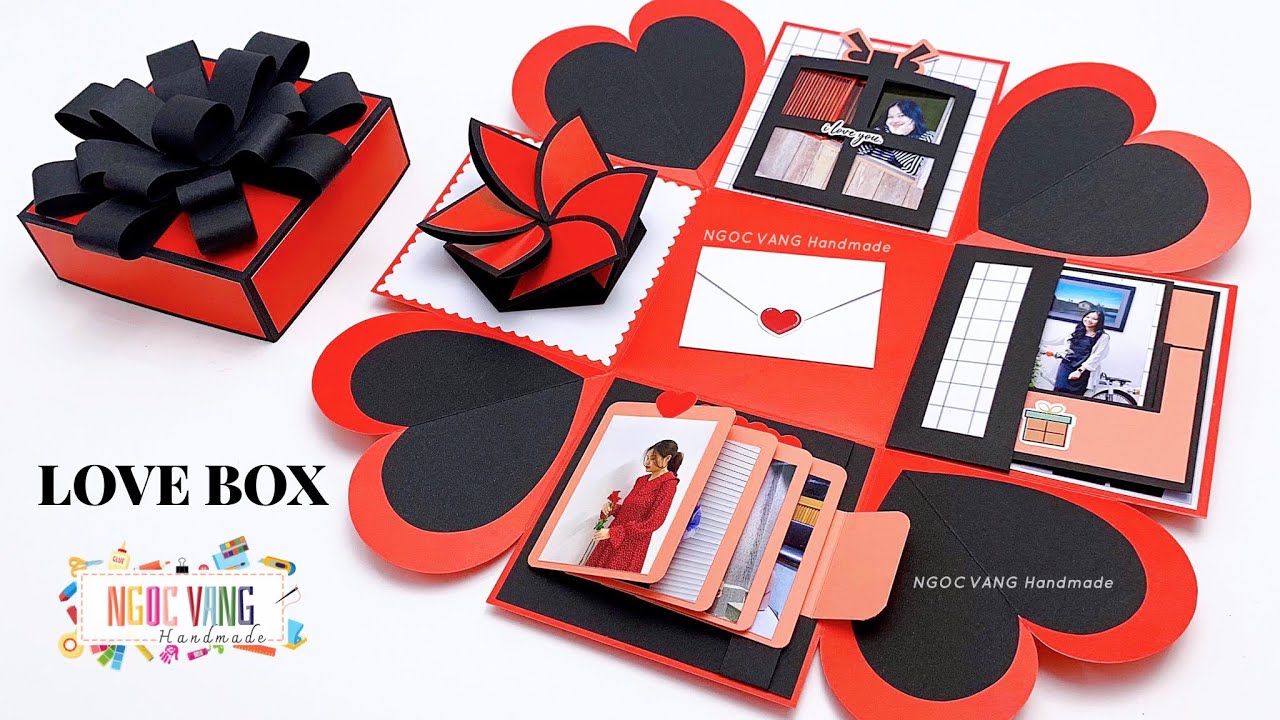 do handmake Update Hướng dẫn Love Box Đỏ - Explosion Box Tutorial || NGOC VANG Handmade