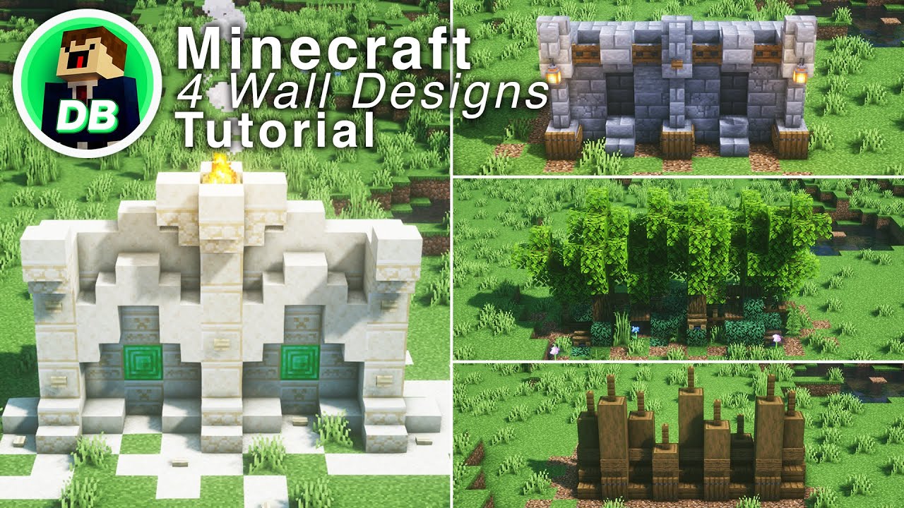 Minecraft: 4 Detailed Wall Designs (tutorial) - YouTube