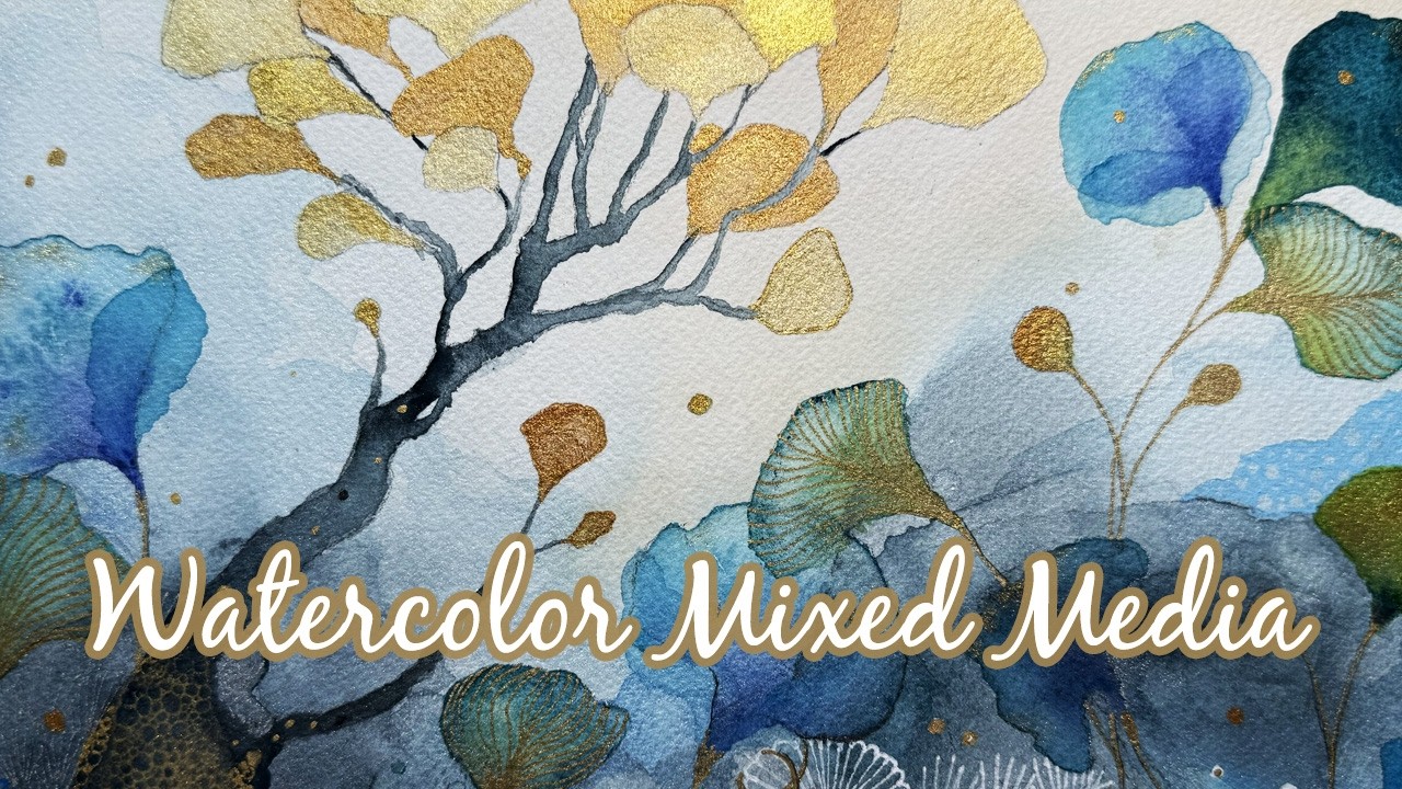 Abstract Watercolor Painting with Zentangle Drawings | Relaxing ART Tutorial