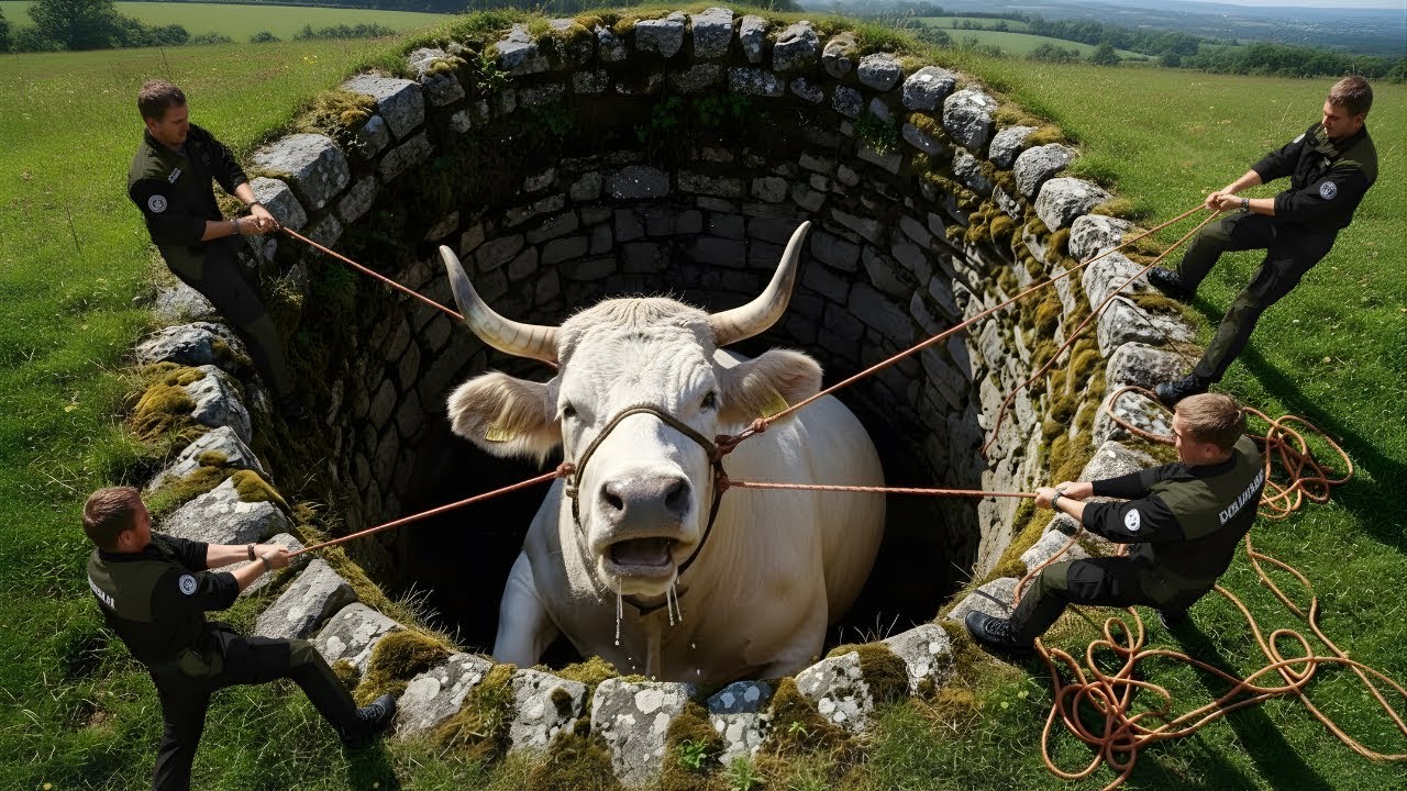 Heroic Rescuers Save a Helpless Cow Trapped in a Deadly Well 🐄❤️