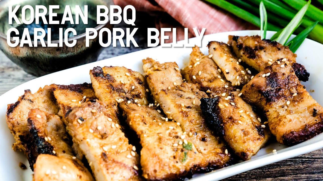 Korean BBQ Garlic Marinated Pork Belly - YouTube