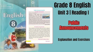 Grade 8 English | Unit 3 Reading I Public Announcement Analysis and Exercises