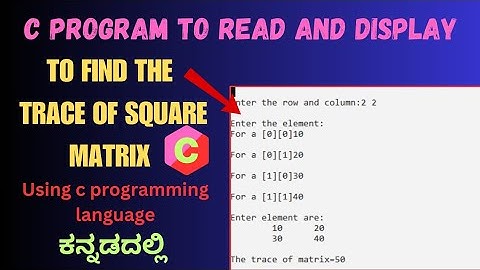 C program to find the trace of a given square matrix #coding #programminglanguage #ccode #learn