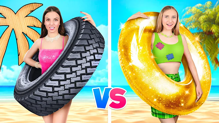 Reina Rica VS Pobre en la Playa || Situaciones de ...