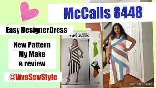 #fridaysews McCalls 8448| Easy to Sew Designer Dress| Black and White Striped dress from #mccalls