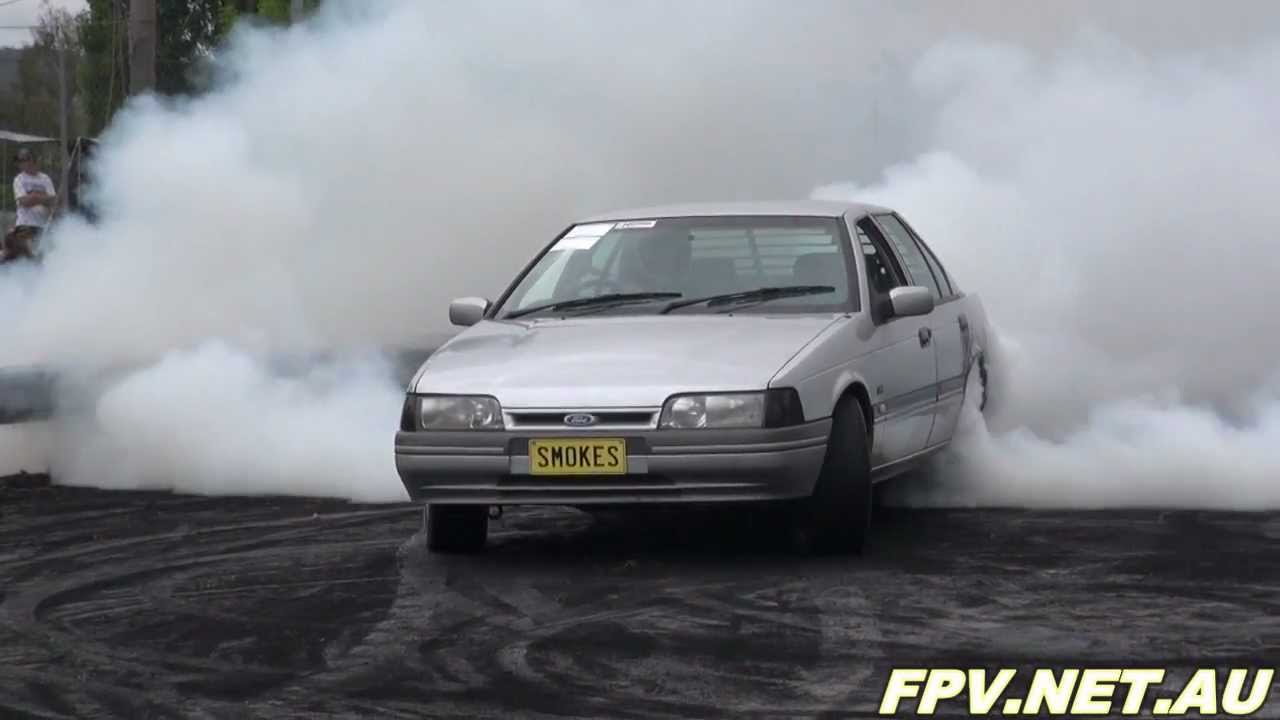 FORD EB FALCON ( SMOKES ) BURNOUTS AT KANDOS 2012 YouTube