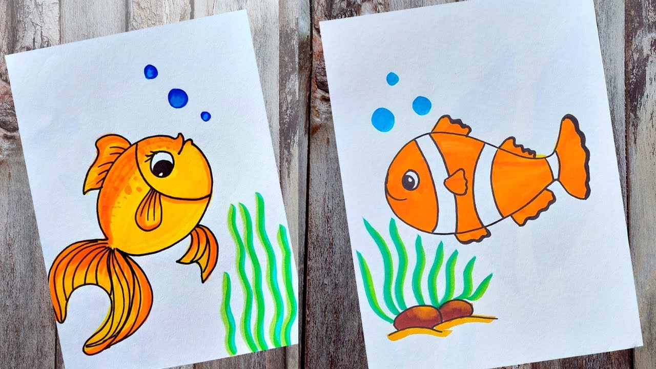 Simple DIY Drawing for Beginners, How to draw Fish Easy, Craftmerint