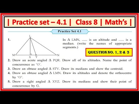 Practice set 4.1 class 8th Math's Altitudes and Medians of a Triangle ...
