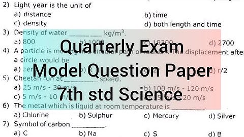 7th Std Science Quarterly Exam Model Question Paper 2023