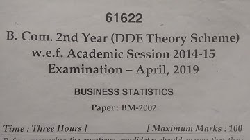 2019 Mdu Bcom DDE 2nd Year Business Statistics Question Paper