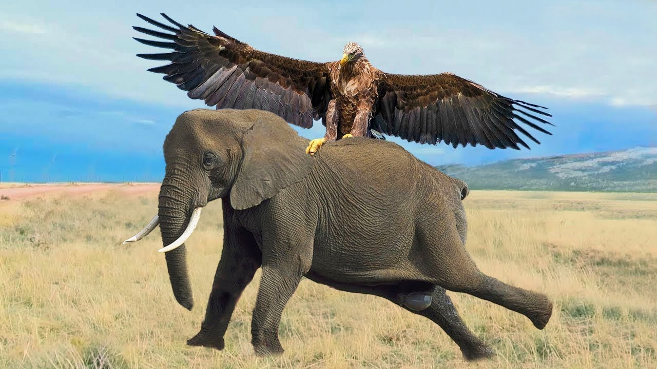 Poor Baby Elephant Becomes The Evil Eagle's Delicious Dinner @wildanimal - YouTube
