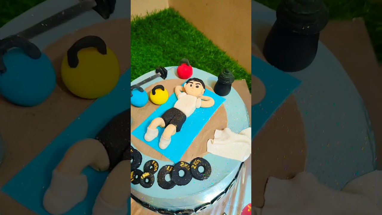 Gym theme cake design and decoration ❤️ fresh chocolate cake with gym items