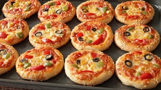 ميني بيتزا بعجينة هشة مع صوص البيتزا بأسهل وأسرع طريقة تشكيل 🍕