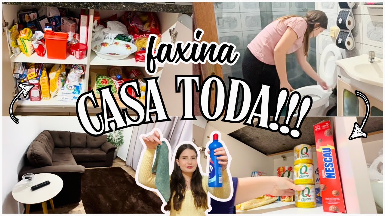 FAXINA na CASA TODA! *armários da cozinha, quartos, banheiros & sala* 