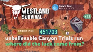 Westland Survival: Best Canyon Trials run!  Wave 30? Wave 35? +Initiation Trials(easy) board quest