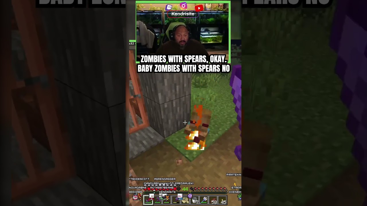 Zombies with spears... sure... Baby zombie #clips #shorts #reels #minecraft #twitch #minecraftmemes