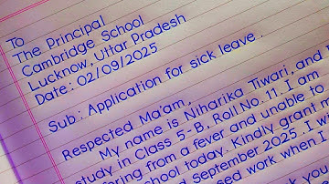 📝 One Day Sick Leave Application for Class 5 Students