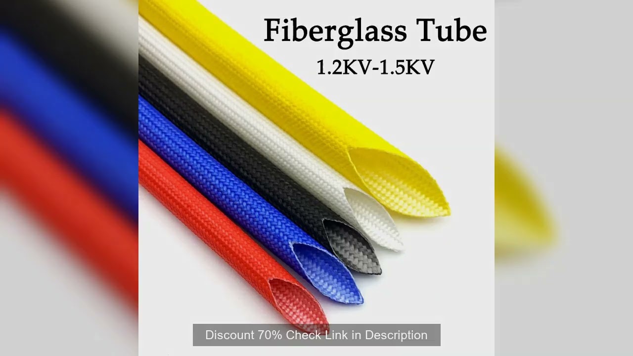 ID 1 ~ 30mm 200 Deg.C Fiberglass Tube Silicone Resin Braided Wire Sleeve Flame Resistant Fiber Glass