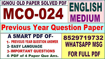 MCO 024 Previous Year Question Paper Solved in English || mco 024 important questions with answers