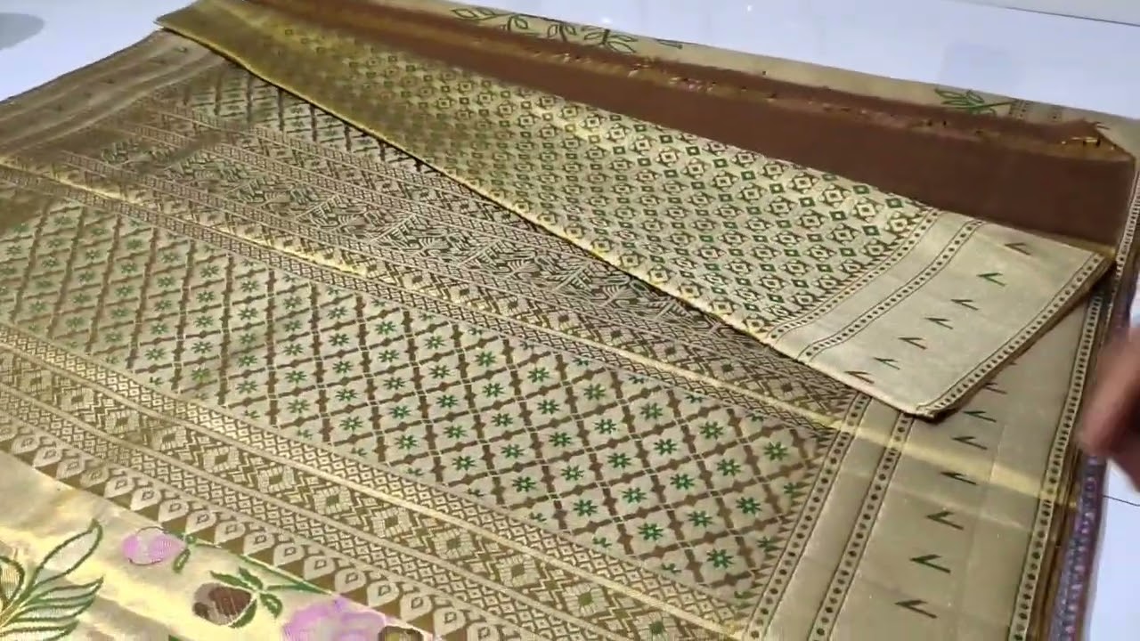 Unique bridal wear pure kanchipattu tissue 1g meenakari multi shades with big floral brocade 